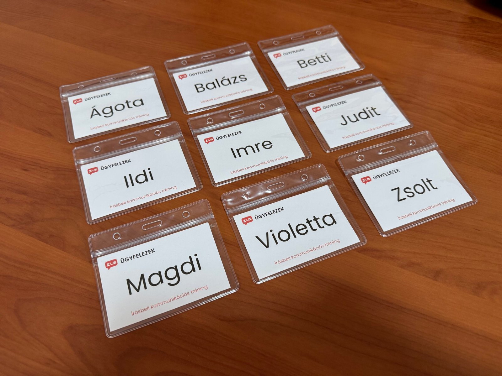 A workshop résztvevőinek névkártyái